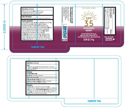 Berry drug facts box - bbw spf 35 Berry lip balm drug facts box